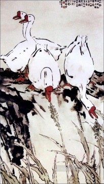 徐北紅ガチョウの古い中国語 Oil Paintings